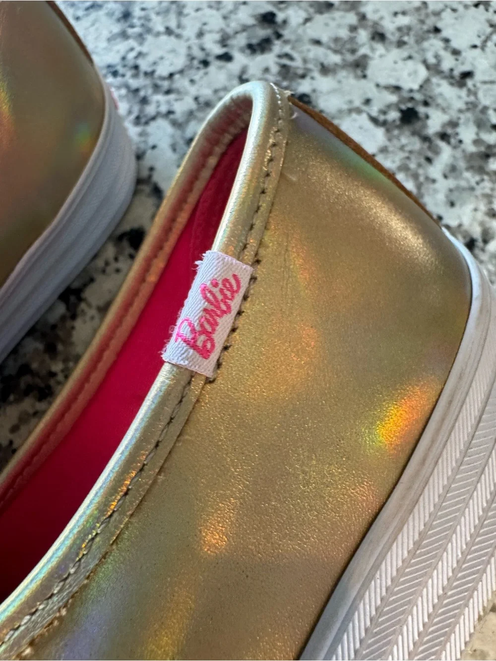 Keds x Barbie WH68062 Iridescent Gold Triple Kick Platform Sneakers Size 9